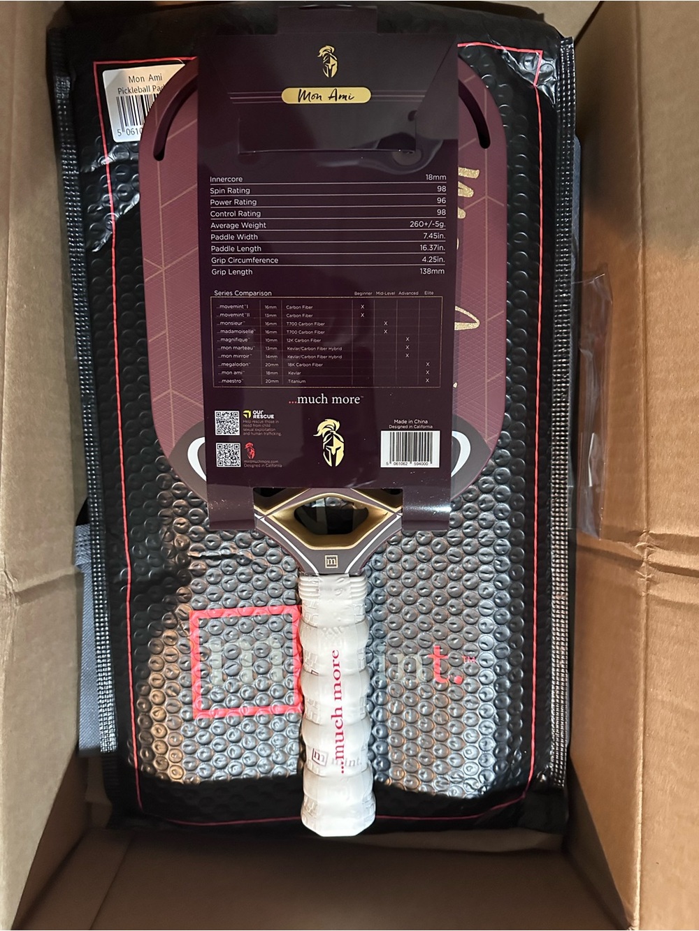 Mint Sport Mon Ami Kevlar / Carbon Fiber | 18mm Core Pickleball Paddle | NEW - Picture 16 of 16